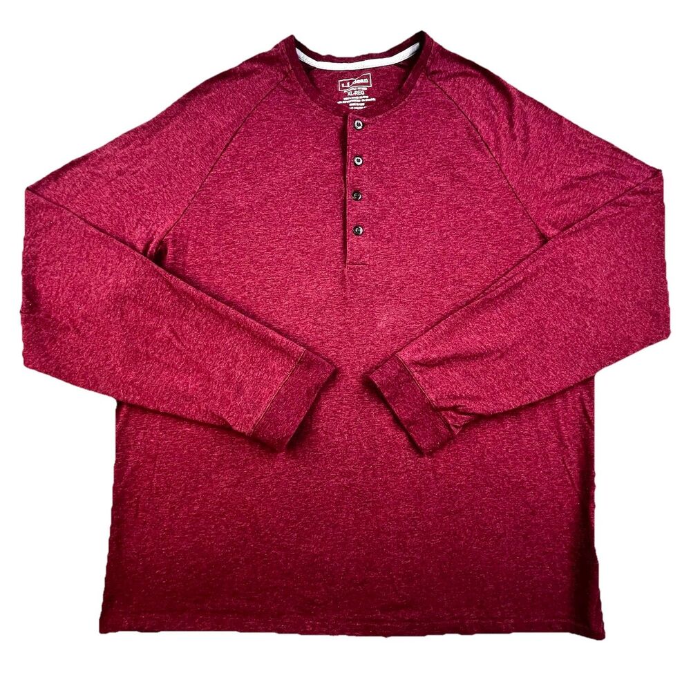 L.L. Bean Henley Shirt Men’s Size XL Maroon Long Sleeve Cotton Slightly Fitted